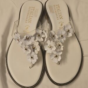 Italian Shoemakers White Floral Sandals